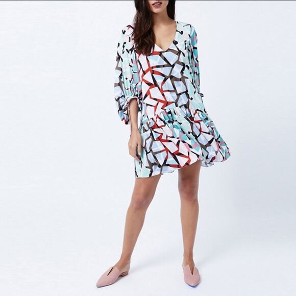 Anthropologie Chloe Oliver Pinnacle Print Multicolor Mini Dress Small - Picture 12 of 13